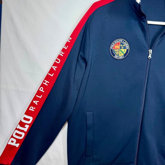 Polo Ralph Lauren Cookie Crest Pony Logo Track‎ Jacket Full Zip Mens Size Medium - Picture 3 of 7